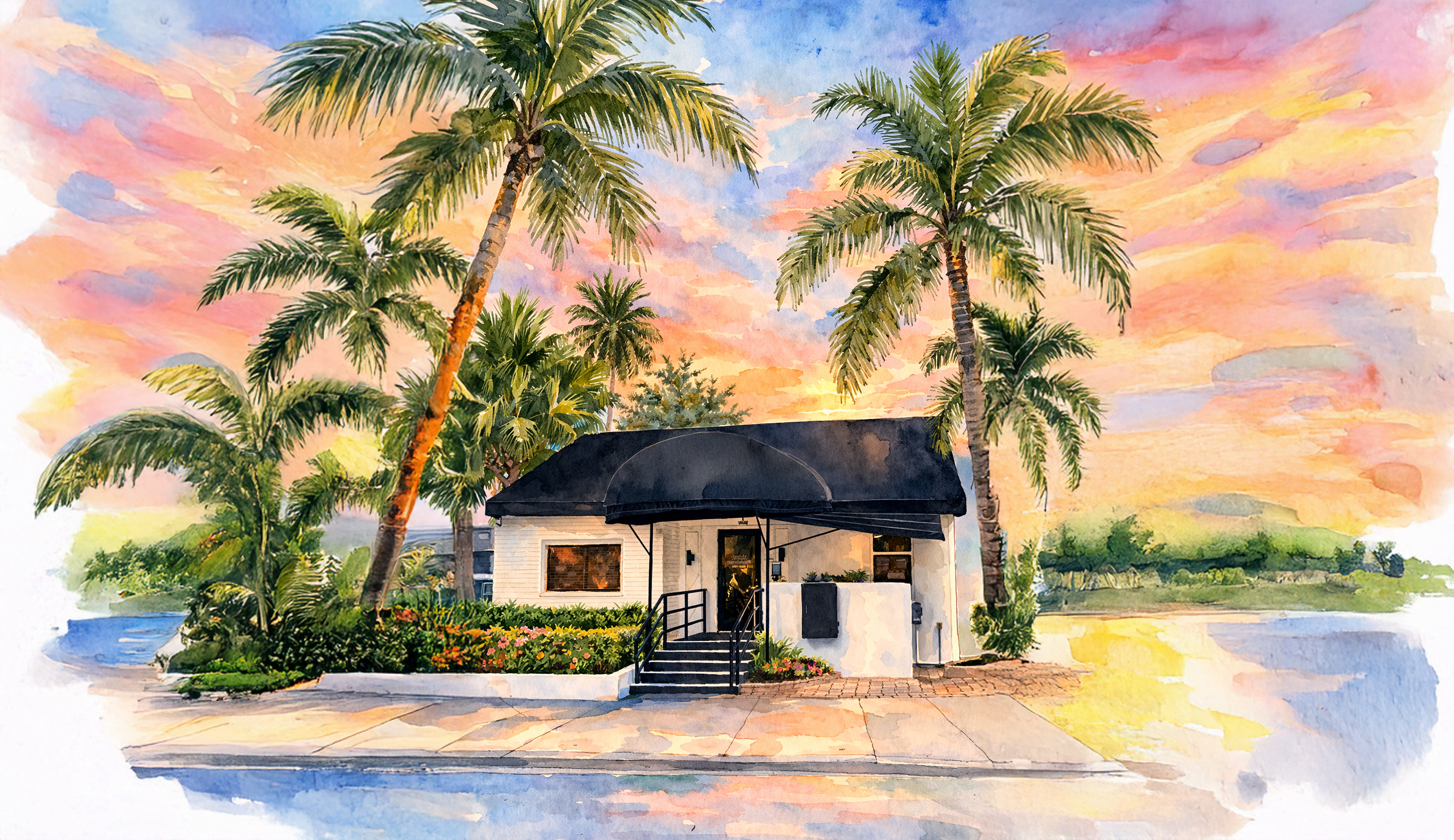 The Palm venue watercolor